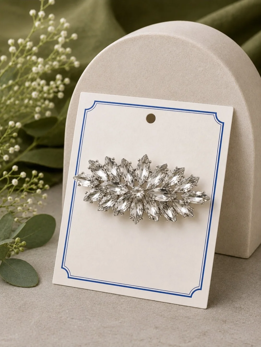Crystal Marquise Floral Brooch - Clear/Silver